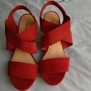 Red wedge sandals